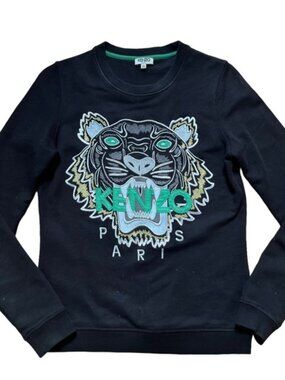 Kenzo Black Festive Tiger Crewneck Sweater Size XS